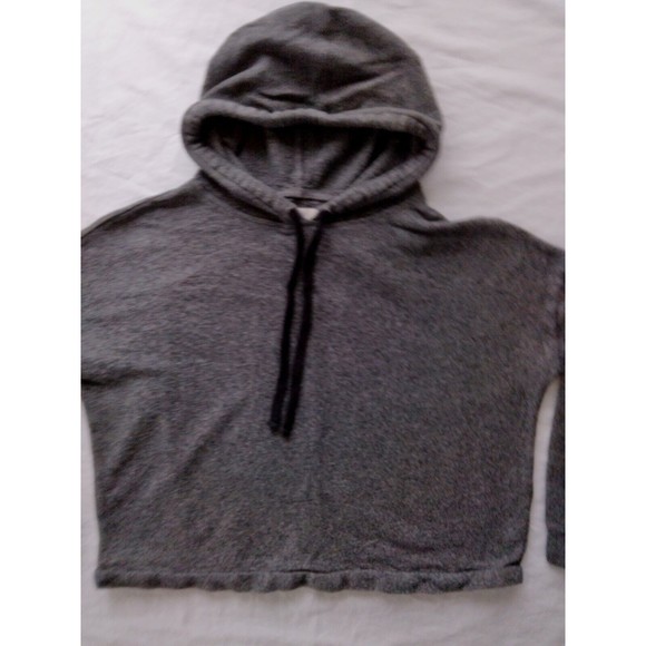 Madewell Women Size XS Oversized Hoodie Sweatshirt Cropped 3/4 Sleeve Gray - Picture 3 of 10